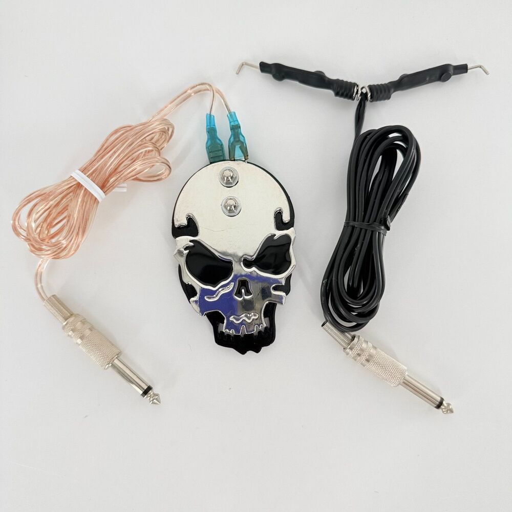 Tattoo Skull Foot Pedal + Clip Cord Cable Set Tattoo Machine Supply Kit